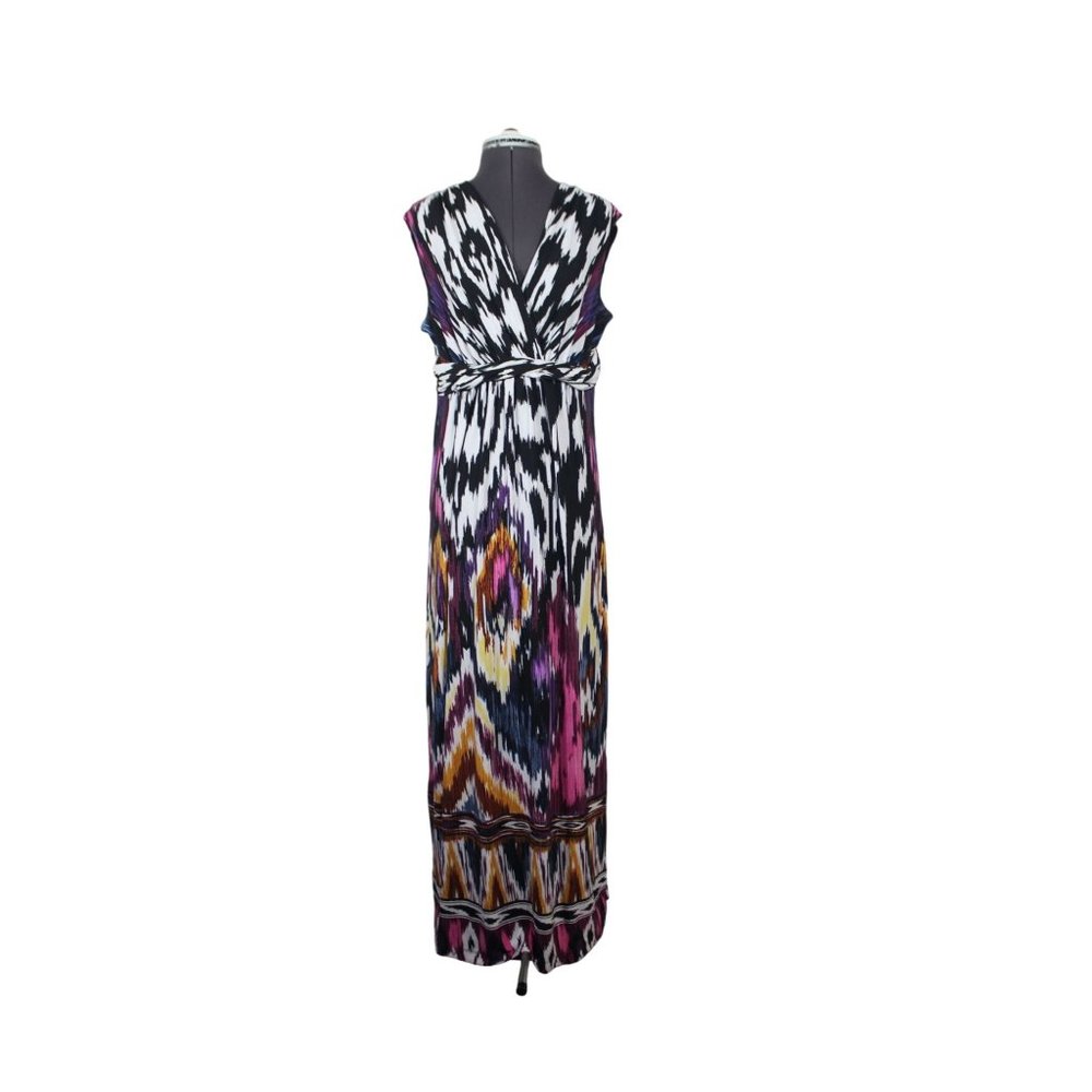 Chico's women's v-neck sleeveless multicolor‎ maxi dress